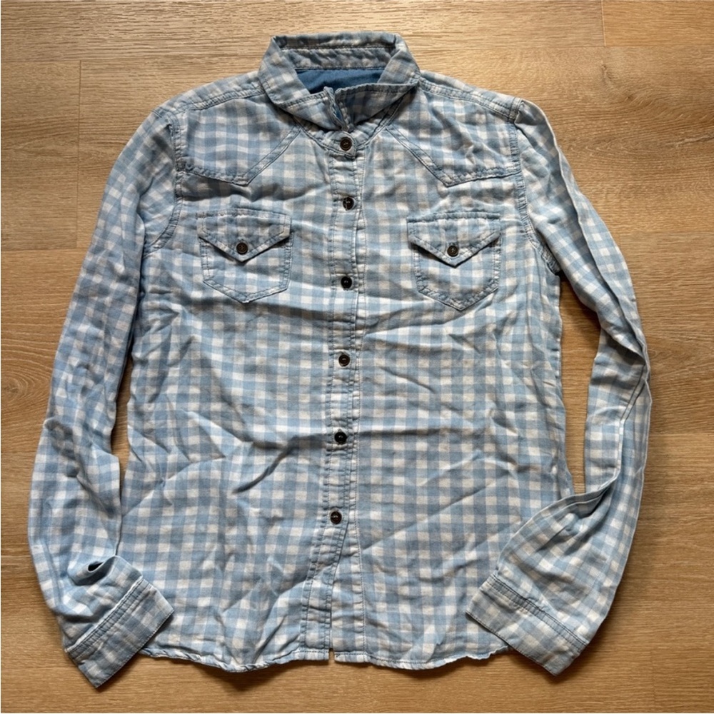 Blue Checkered Button-down Shirt